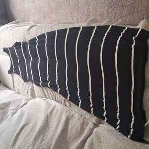 Indigo Black Horizontal Stripe Rayon Maxi Dress Large